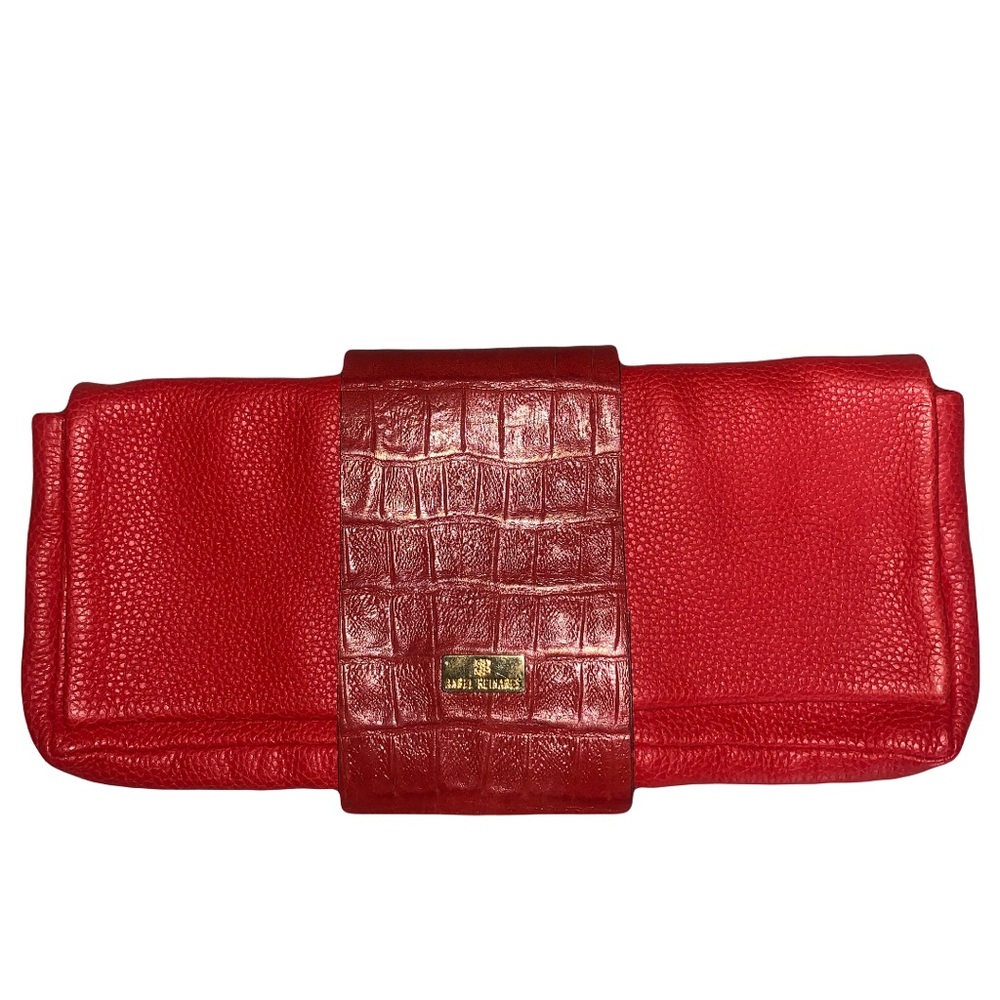Vibrant Red Crocodile Embossed Clutch